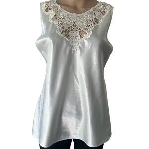 Vintage Night Magic Satin Lace White Top